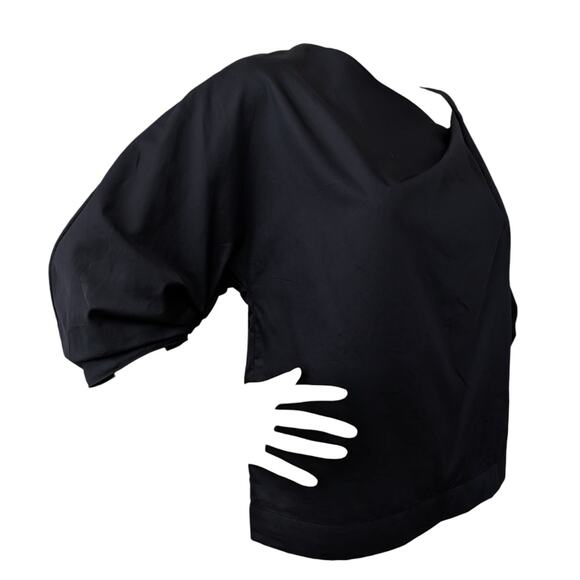 NWT Rosetta Getty Black Asymmetric Poplin Shirt - Picture 7 of 16